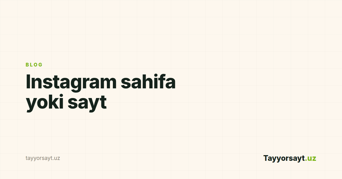 Instagram sahifa yoki sayt